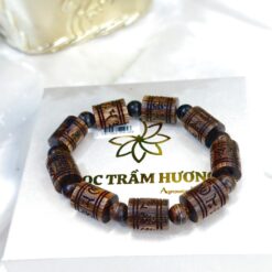 Vòng trầm hương từ thiên nhiên - Ngọc Trầm Hương Vòng trầm hương Trúc 12li khắc CNC (1)