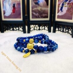 Vòng tay đá Kyanite 6 li, quấn 3 vòng, vân đá xanh dương đậm