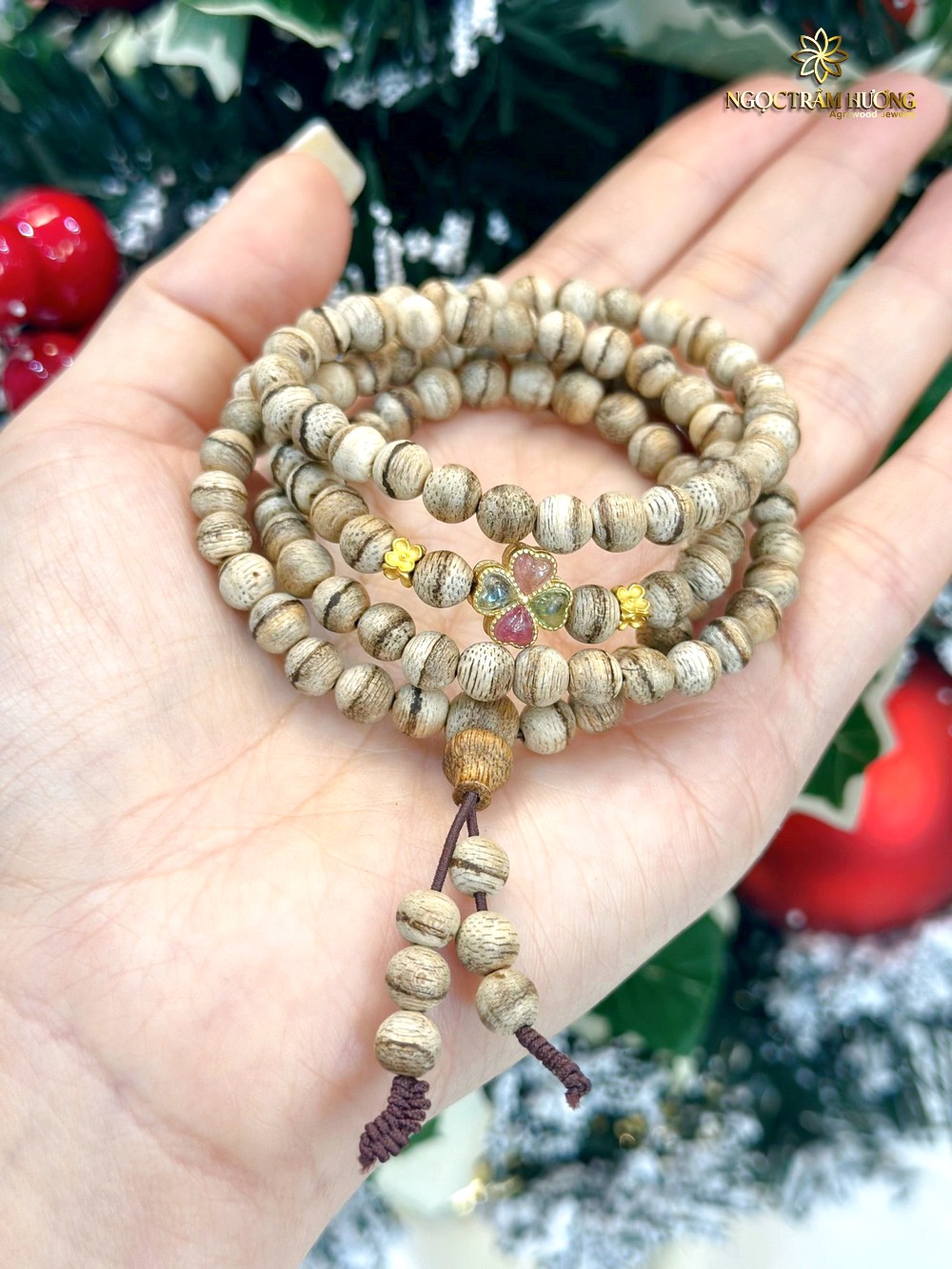 Vòng trầm hương từ thiên nhiên - Ngọc Trầm Hương Chuỗi trầm Tốc chỉ dầu 4 li 216 hạt tự nhiên Việt Nam (1)