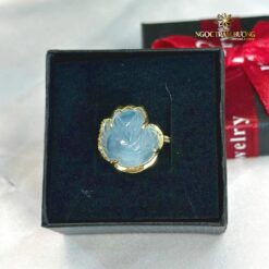 Nhẫn hồ ly đá Aquamarine
