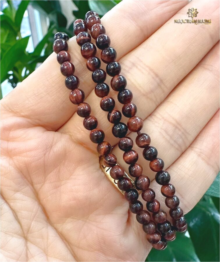 Chuỗi mắt hổ nâu đỏ 4 li (2) Vòng trầm hương từ thiên nhiên - Ngọc Trầm Hương