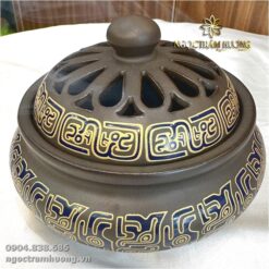 Lư đốt trầm bằng sứ Bát Tràng màu nâu