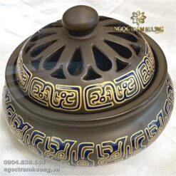 Lư đốt trầm bằng sứ Bát Tràng màu nâu