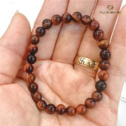 Vòng trầm hương từ thiên nhiên - Ngọc Trầm Hương Vòng tay đá mắt hổ 6 li nâu đỏ