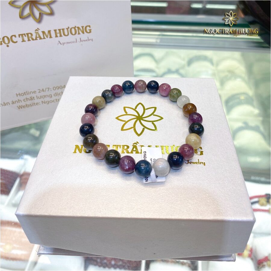 Vòng tay đá tourmaline 8li tự nhiên