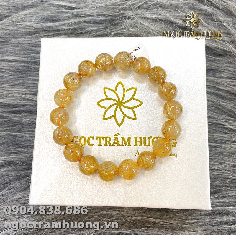 Vòng tay đá thạch anh tóc vàng 12 li Vòng tay đá thạch anh tóc vàng 12 li