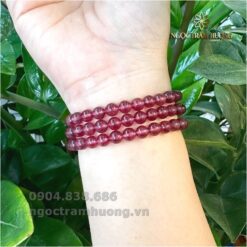 Vòng trầm hương từ thiên nhiên - Ngọc Trầm Hương Chuỗi thạch anh dâu hồng 6 li